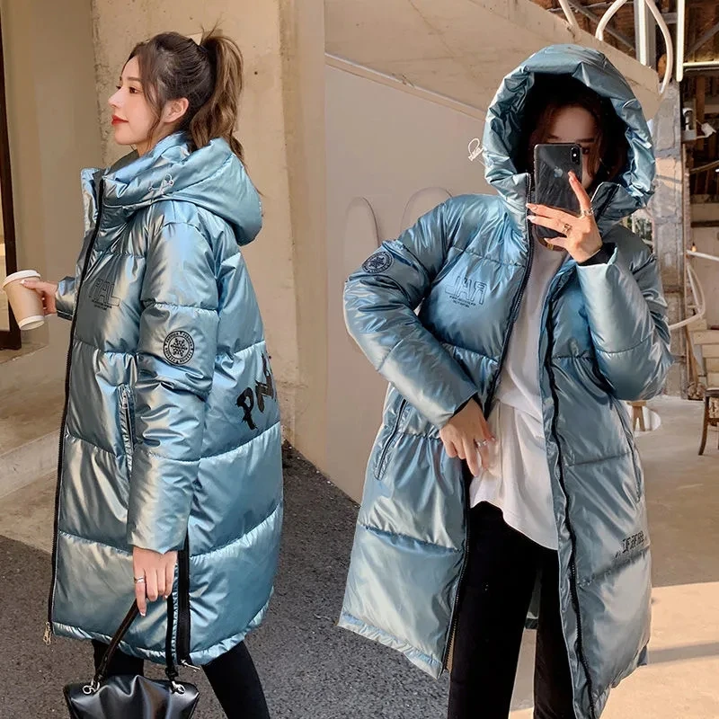 

Cotton Coat Women'S New 2021 Hot Style Winter Thick Parkas Mid-Length Glossy Down Padded Coat Oversize Women'S Trend