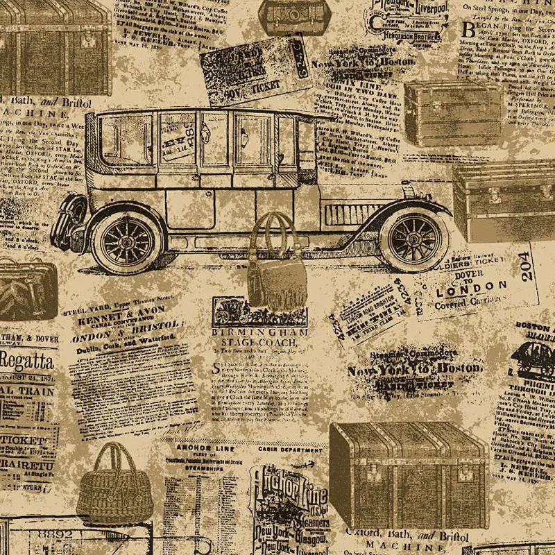 

Retro Nostalgic English Lettered Wallpaper Industrial Style Loft Bar Cafe Restaurant Personalized Newspaper Carriage Wallpaper