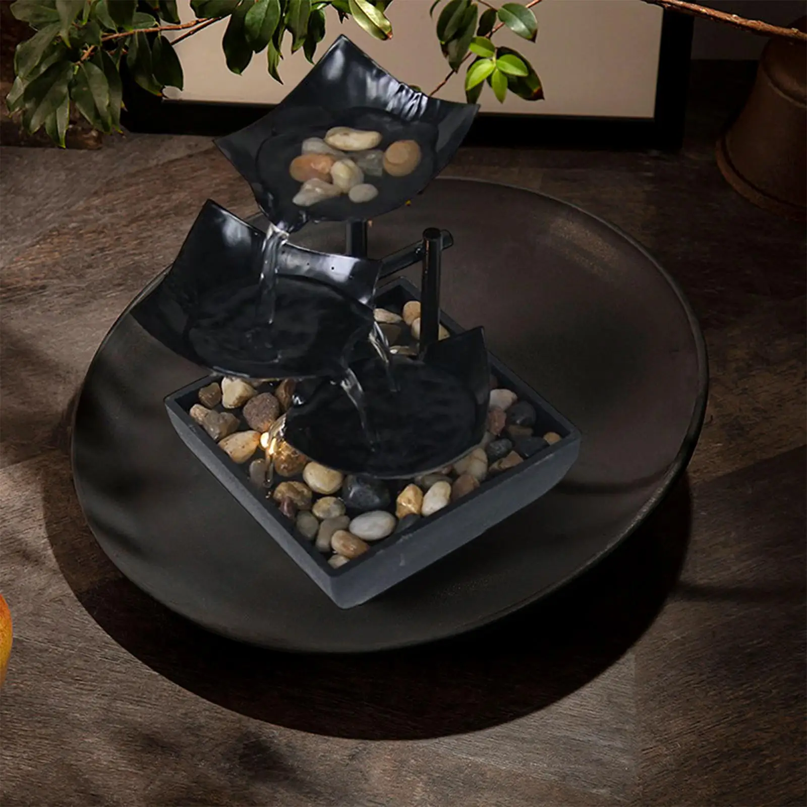

3 Tier Tabletop Fountain View Gifts Crafts Decor Meditation Relaxation Micro Landscape for Living Room Bedroom Office Home