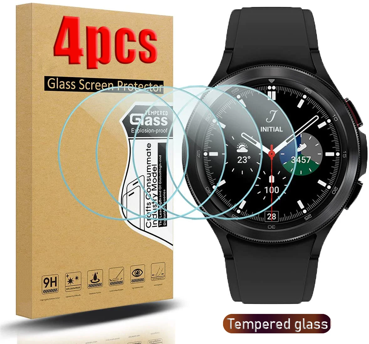 1 4pcs 9h tempered glass screen protectors for samsung galaxy watch 4 4044mm classic 4246mm watch 4 glass protecor anti scrach free global shipping