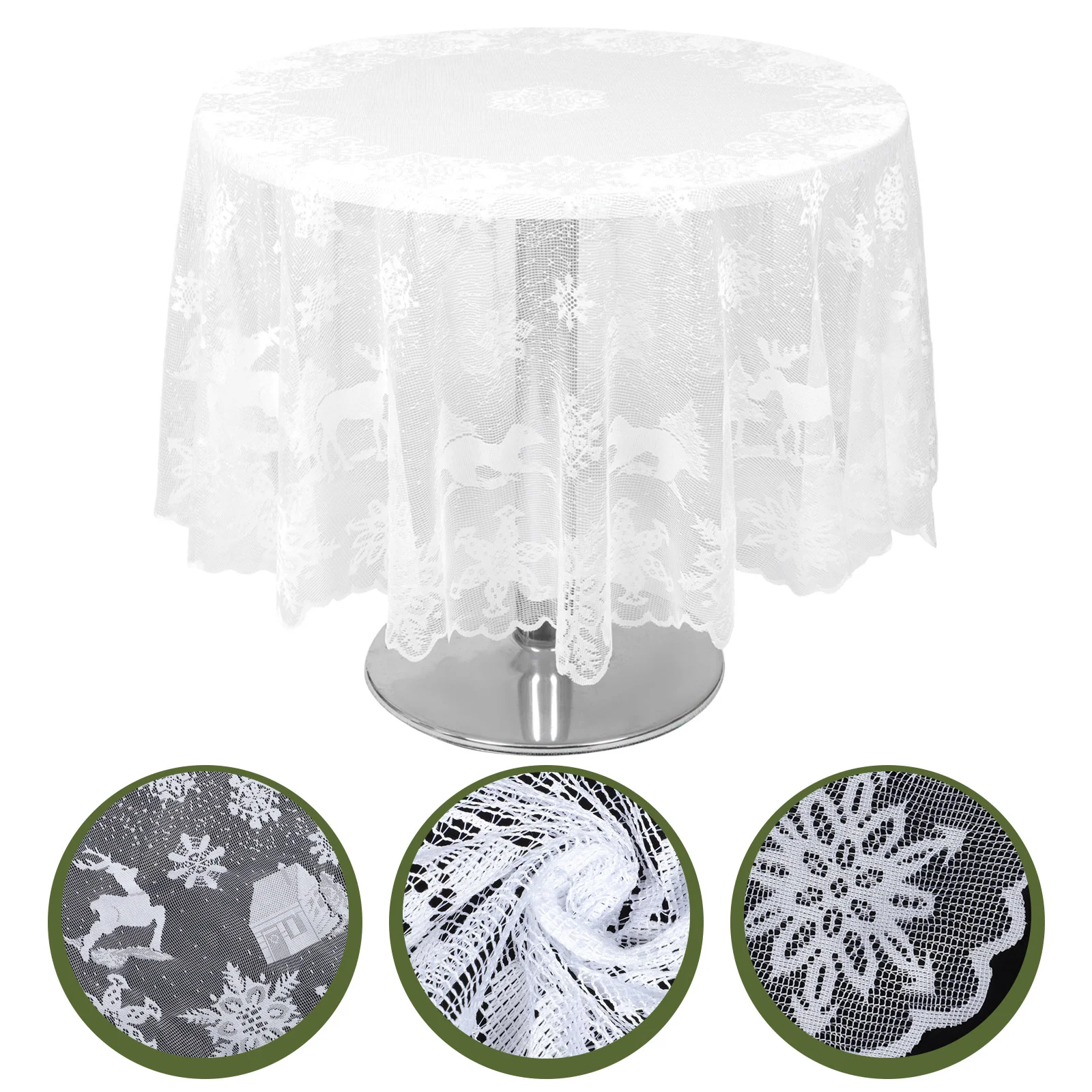 

Table Tablecloth Cover Cloth Christmas Lacepicnic Round Decorative Scarf Dinner Covers Benchsnowflake Dresser Decoration Runner