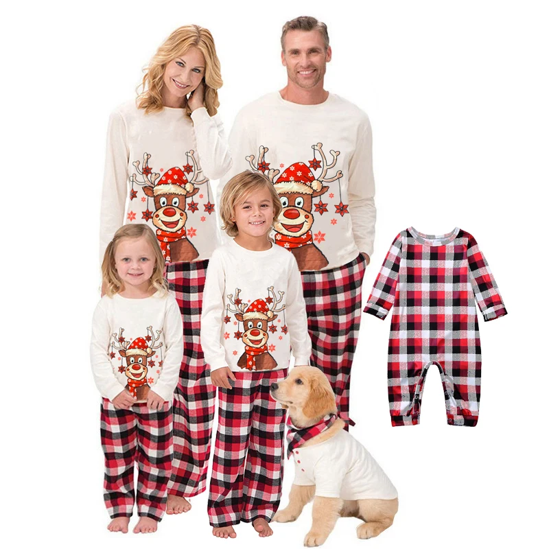 

Рождественские Семейные одинаковые пижамные комплекты для мам и детей, детские пижамы, комплект одежды, визуально выглядит, Рождество, одеж...