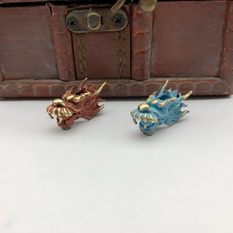 Beast Dragon Head Pure Copper Knife Lanyard Pendant Handmade Umbrella Rope DIY Paracord Beads Accessories Brass Keychain Hanging