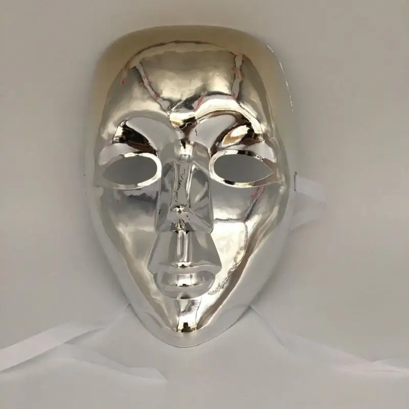 

Silver Gold Mask Creative Men Street Dance Fashion Makeup Cosplay Electroplating Role Playing Full-Face Party Adult Accessories