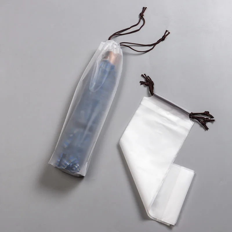 

Матовая полупрозрачная пластиковая сумка для хранения зонтов, многоразовый портативный зонт на шнурке, чехол для хранения