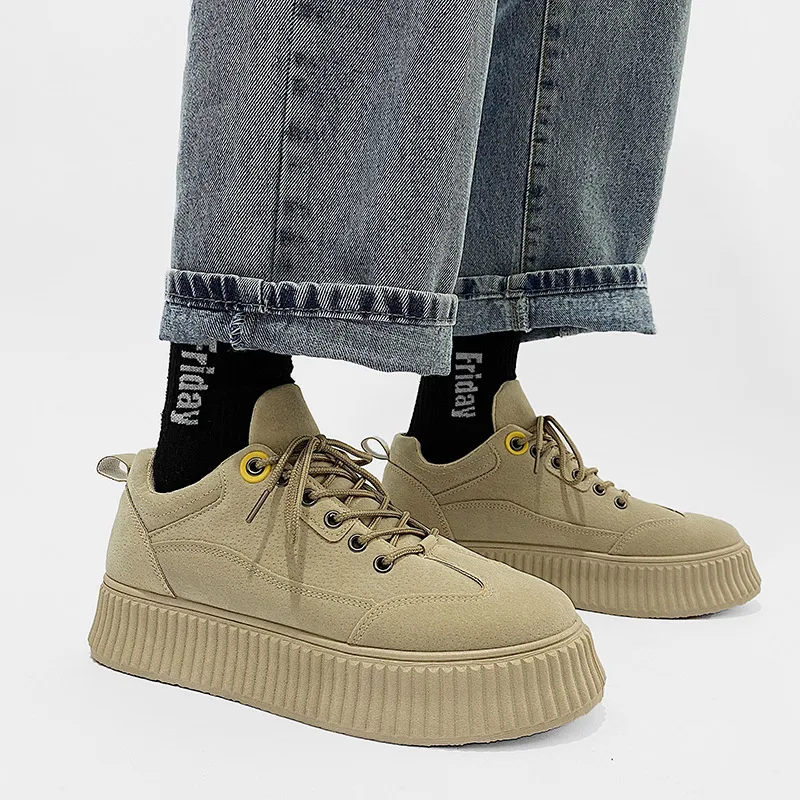 

New 2022 Spring and Autumn Trend Men's Casual Sports Shoes Thick-soled Men's Solid Color Low-top Casual Sports Shoes Size 39-44