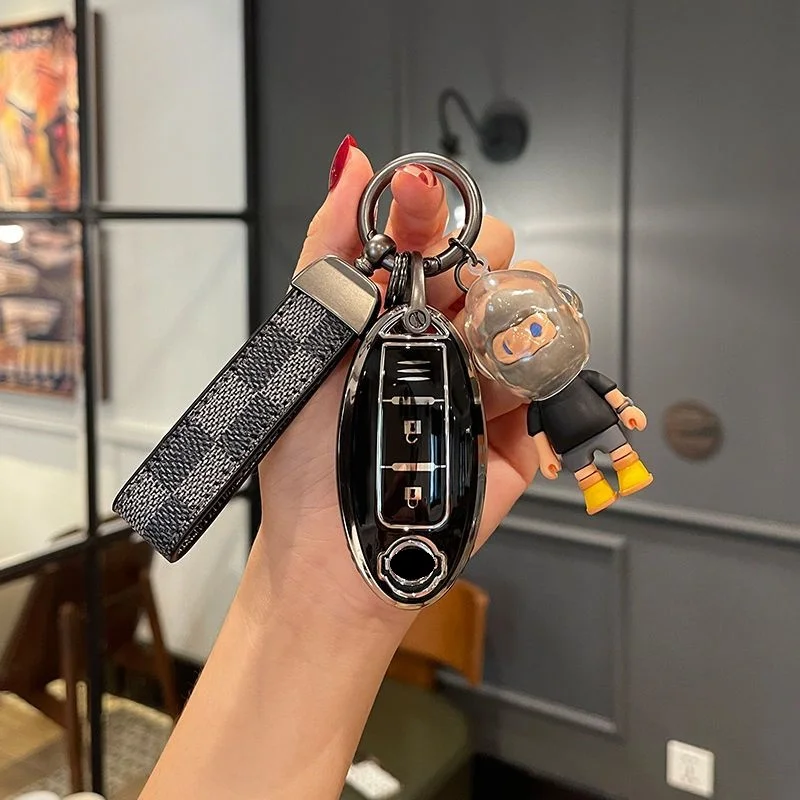 

Car Key Fob Case Cover For Nissan Juke Leaf Micra K12 Patrol Qashqai J11 J10 Tiida Versa Racing Boy Keychain Accessories