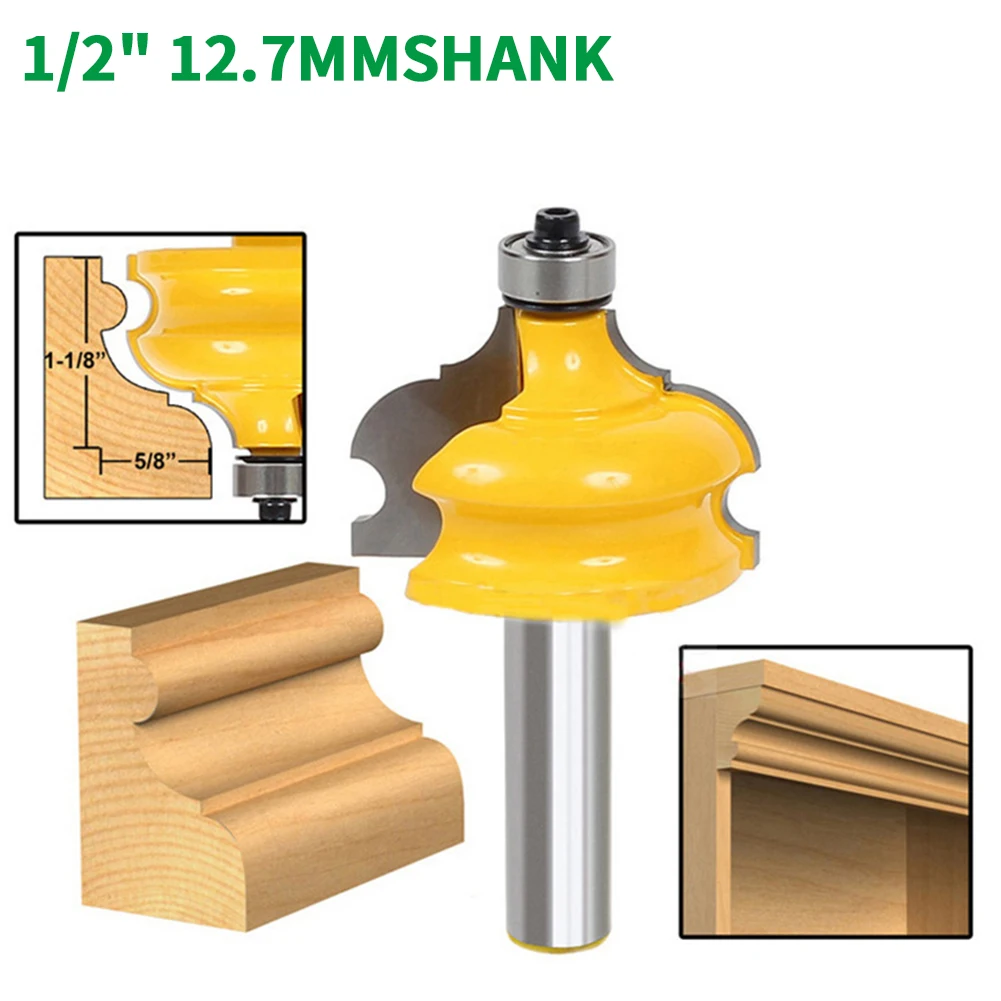 

1PC 1/2" 12.7MM Shank Milling Cutter Wood Carving Classical & Bead Molding & Edging Router Bit Tenon Cutter for Woodworking Tool