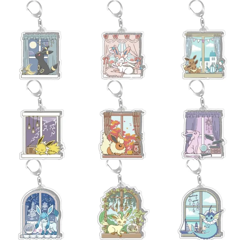 Фото Карманный брелок Eevee Leafeon Sylveon Glaceon Espeon, коллекция аниме-игр, подарки, самодельная акриловая подвеска, товары в стиле аниме №3