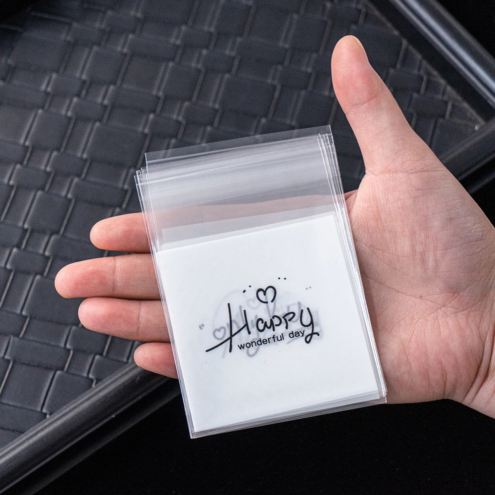 Самоклеящиеся прозрачные пакеты для печенья с английскими буквами оптом 100 шт.