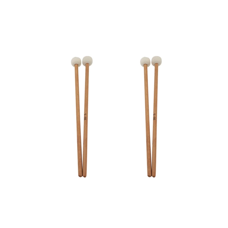 

2 Pair Felt Mallets Drumsticks Drum Sticks With Wood Handle For Percussion Instrument Accessories