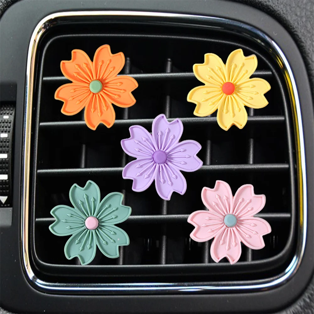 

Bling Crystal Rhinestone Daisy Flower Car Vent Clip Air Freshener Perfume Diffuser Automobile Interior Decoration Accessories