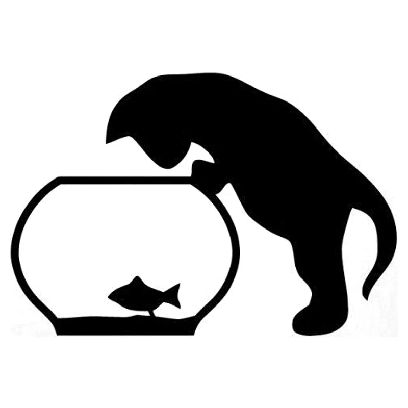 

LLY-2397 Creativity Cat and Fish Modeling Personality Car Stickers PVC Hot Selling Auto Window Bumper Waterproof Decals Decor