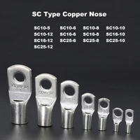 5030pcs sc type wire nose terminal sc101625 bare copper battery block lugs hole id 5681012mm crimp cable connector
