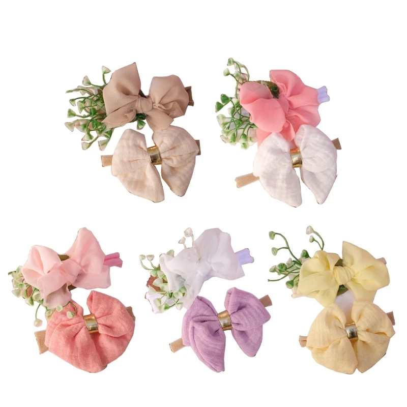 

2Pcs Newborn Photo Props Headband Baby Girl Sweet Bow Hairband Photo Hair Rope