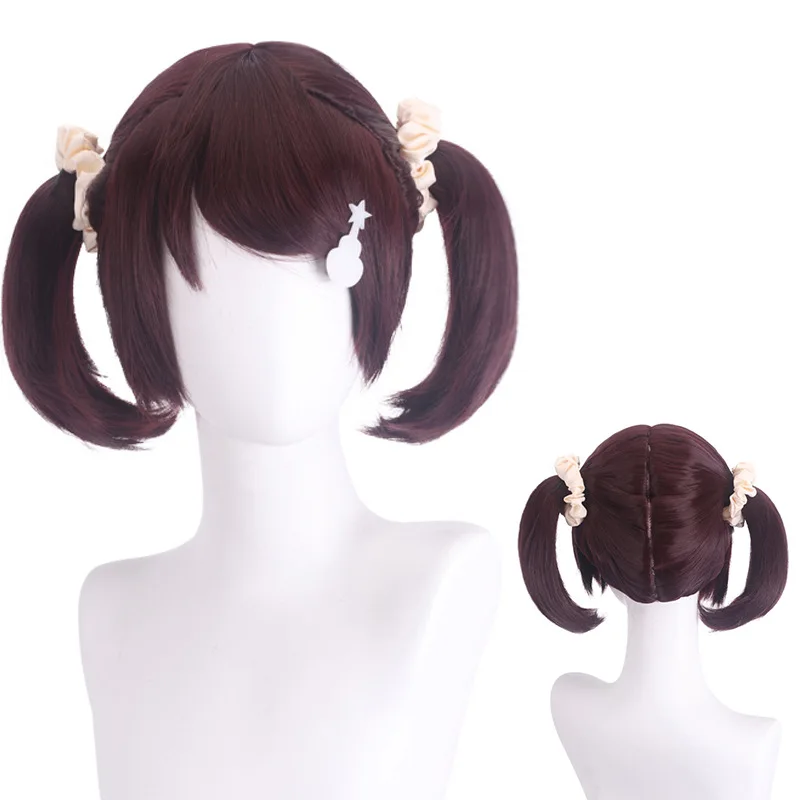 

Anime SPY×FAMILY Cosplay Becky Blackbell Wig 35cm Short Red Brown with Double Tail Heat Resistant Synthetic Hair Role Play Wigs