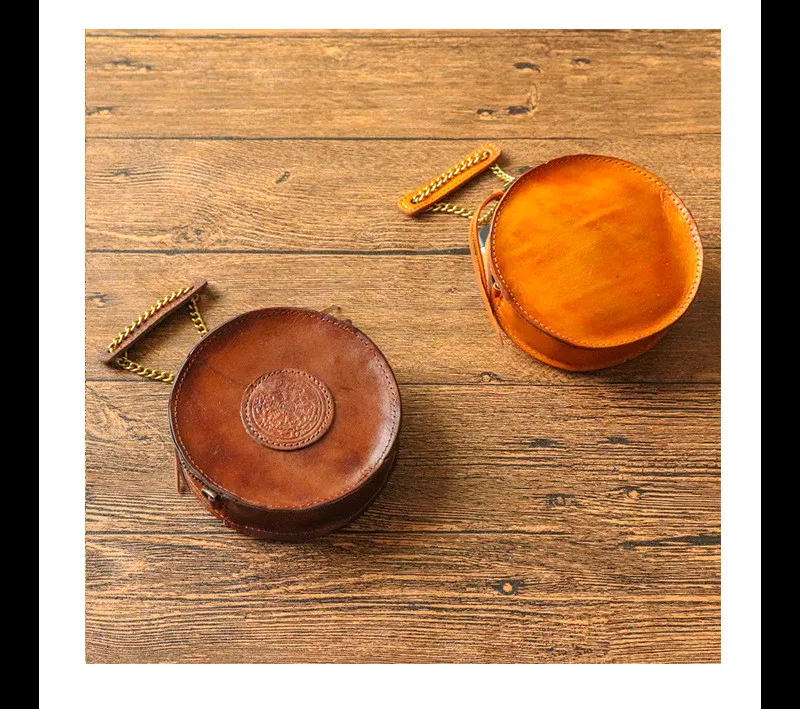 Retro fashion luxury designer natural real leather men ladies round coin purse everyday outdoor summer hot sale mini money bag