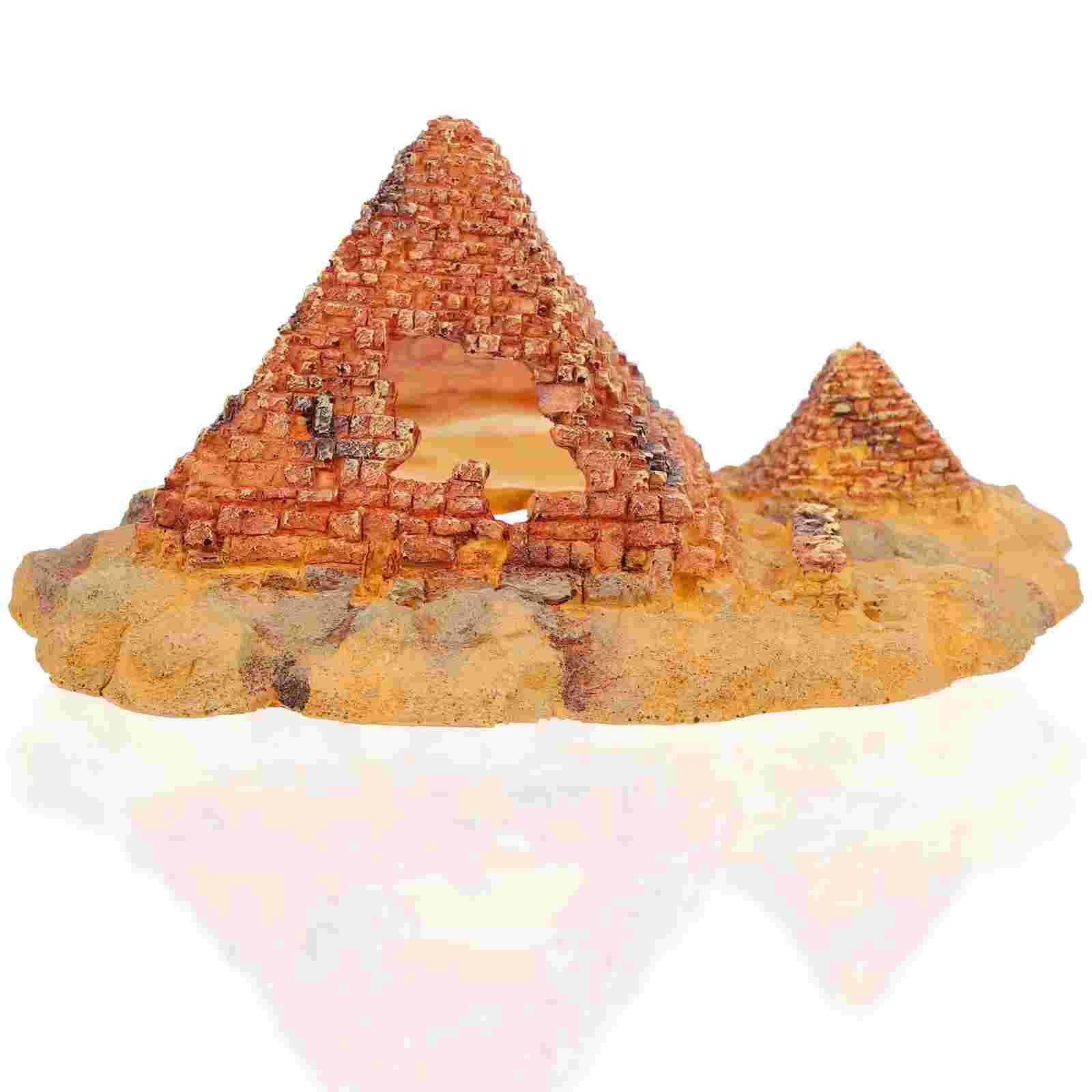 

Egyptian Pyramid Aquarium Lizard Hiding Hole Small Glass Container Reptiles Hideout