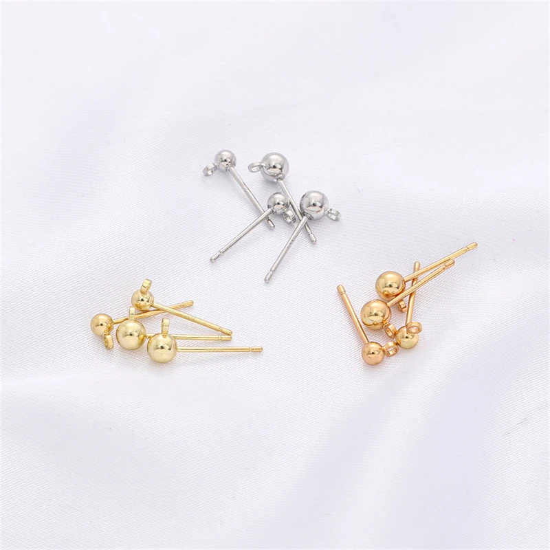 

1Pair Pin Findings Stud Earring Basic Brass with 925 Sliver Pin Stoppers Connector For DIY Jewelry Making Accessories Supplies
