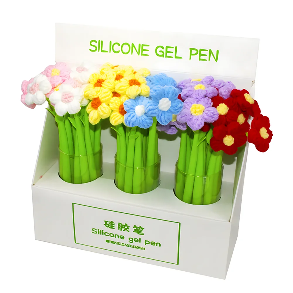 Новинка необычные шерстяные ручки с цветком ромашки 3D письменные Kawaii для девочек