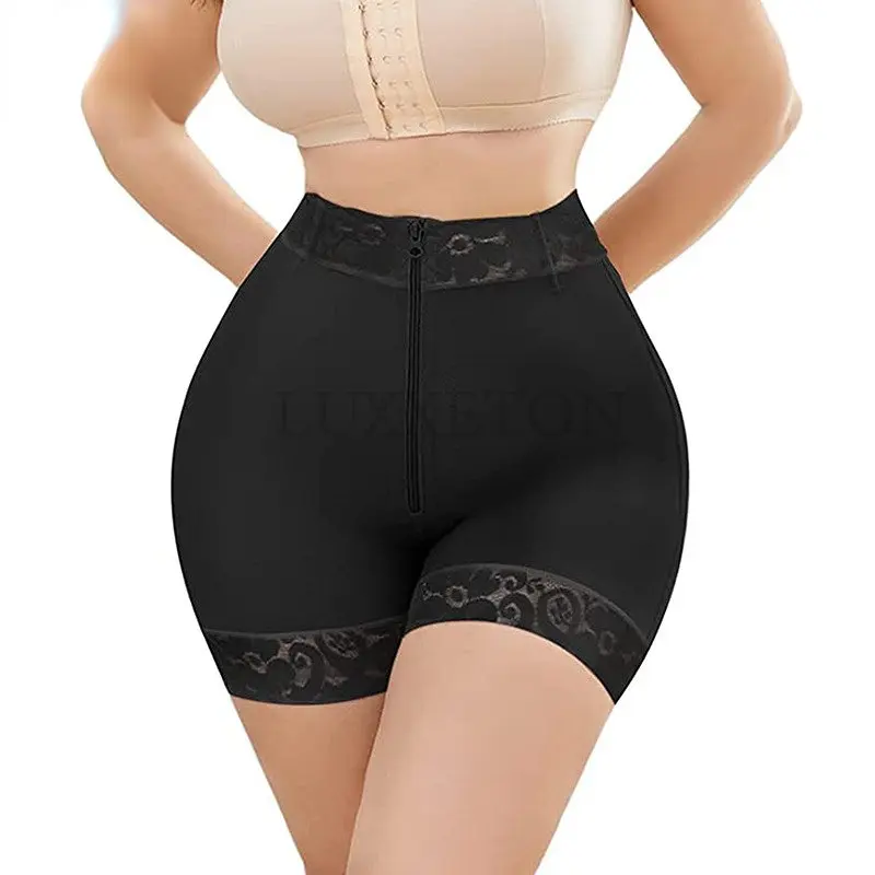 Women Tummy Control Faja Zipper Sexy Lace Hip Waist Shorts Bodysuits Women Slimming Waist Trimmer Shapewear Bra Lifter Lace
