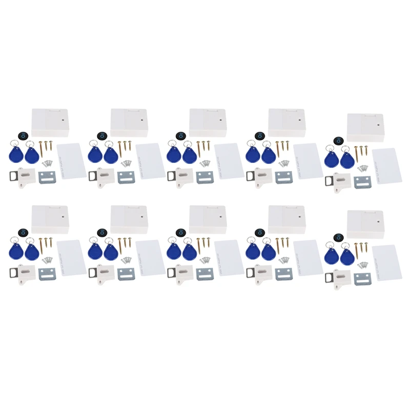 

10X RFID Электронный замок для шкафа «сделай сам» для деревянного ящика шкафа, готов к использованию и программируемый (белый)
