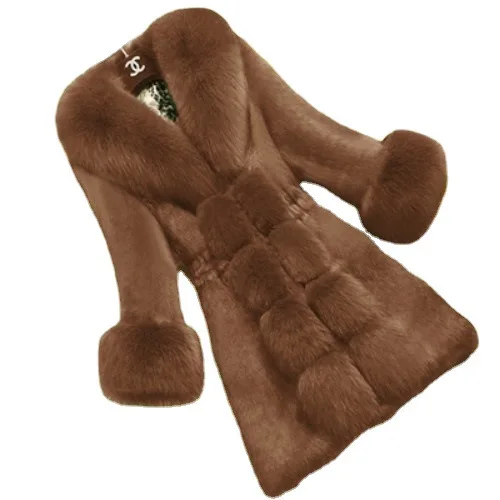 New Imitation Rabbit Fur Casual Ladies Imitation Fur Coat In The Long Fashion New Large Size Fox Fur Collar Women's Coat