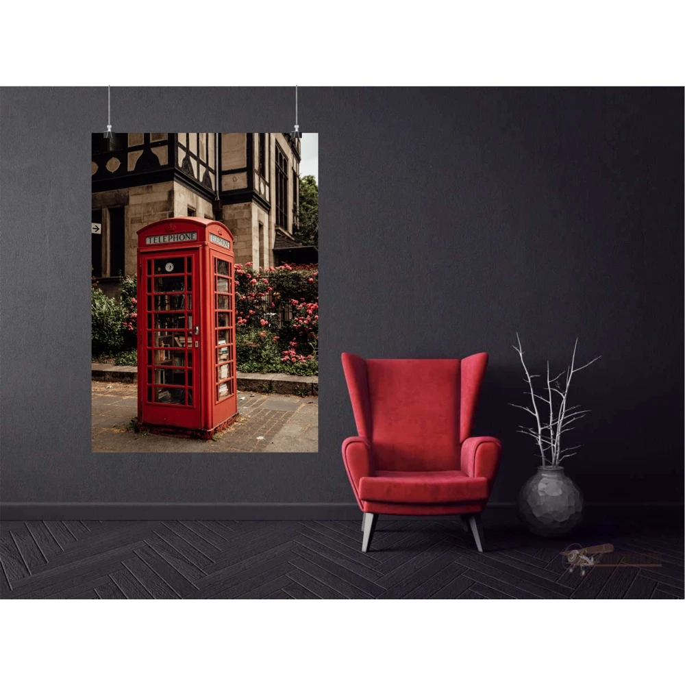 Плакат &quotЛондон красная телефонная будка&quot на баннере 84*59см. А1 |