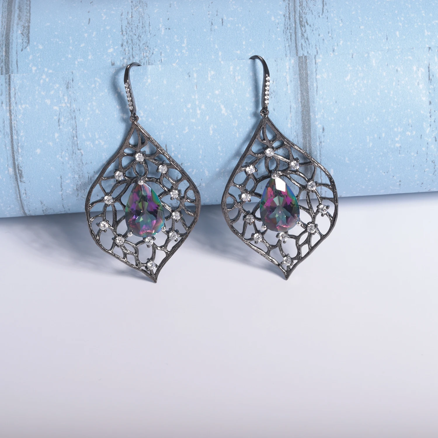 Фото Серьги GEM'S BALLET из стерлингового серебра 925 пробы с черным ониксом, Lrish Claddagh, кельтский узел, сердце, французские серьги-крючки, подарок ForHer №4