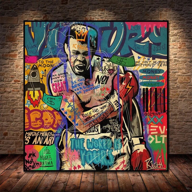 Боксерский Королевский астронавт деньги поп-арт улица граффити постер холщовая
