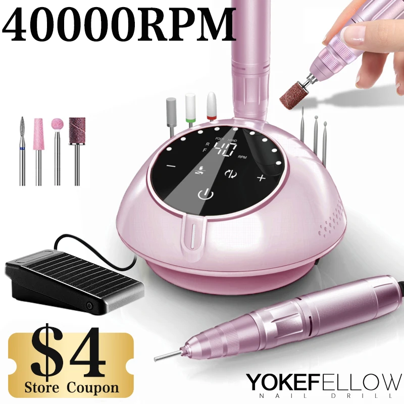 40000RPM Profession Electric Nail Drill Machine With HD Touch Screen Foot Pedal Manicure Nail Cutter Set For Acrylic Nail Tool