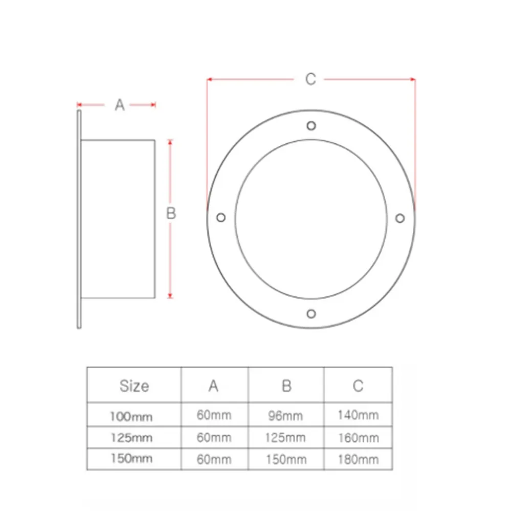 

4/5/6 ABS Straight Pipe Flange Ventilation Ducting Exhaust Pipe Connectors 100/125150mm Air Vent Vent Duct Connector New