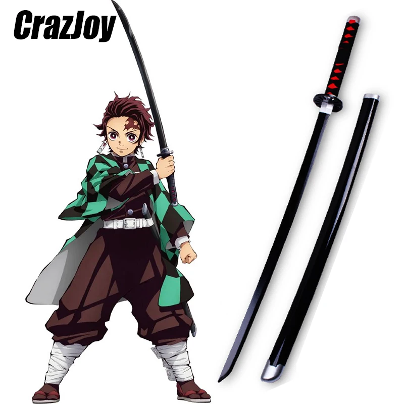 

80cm/104cm Anime Demon Slayer cosplay sword Katana No Yaiba Tanjirou Ninja Knife Weapon wooden samurai sword Model Boy Gifts Toy