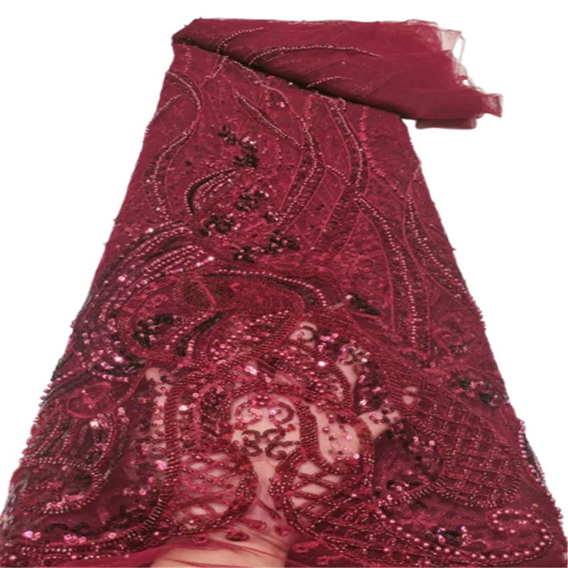 

Velvet Lace Fabric African Lace Fabric High Quality Sequin Laces Fabrics French Nigerian Lace Fabric for Party Sewing FCD39