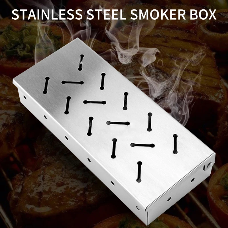 Stainless Steel Bacon Box BBQ Wood Chips Smoker Box Wood Pel