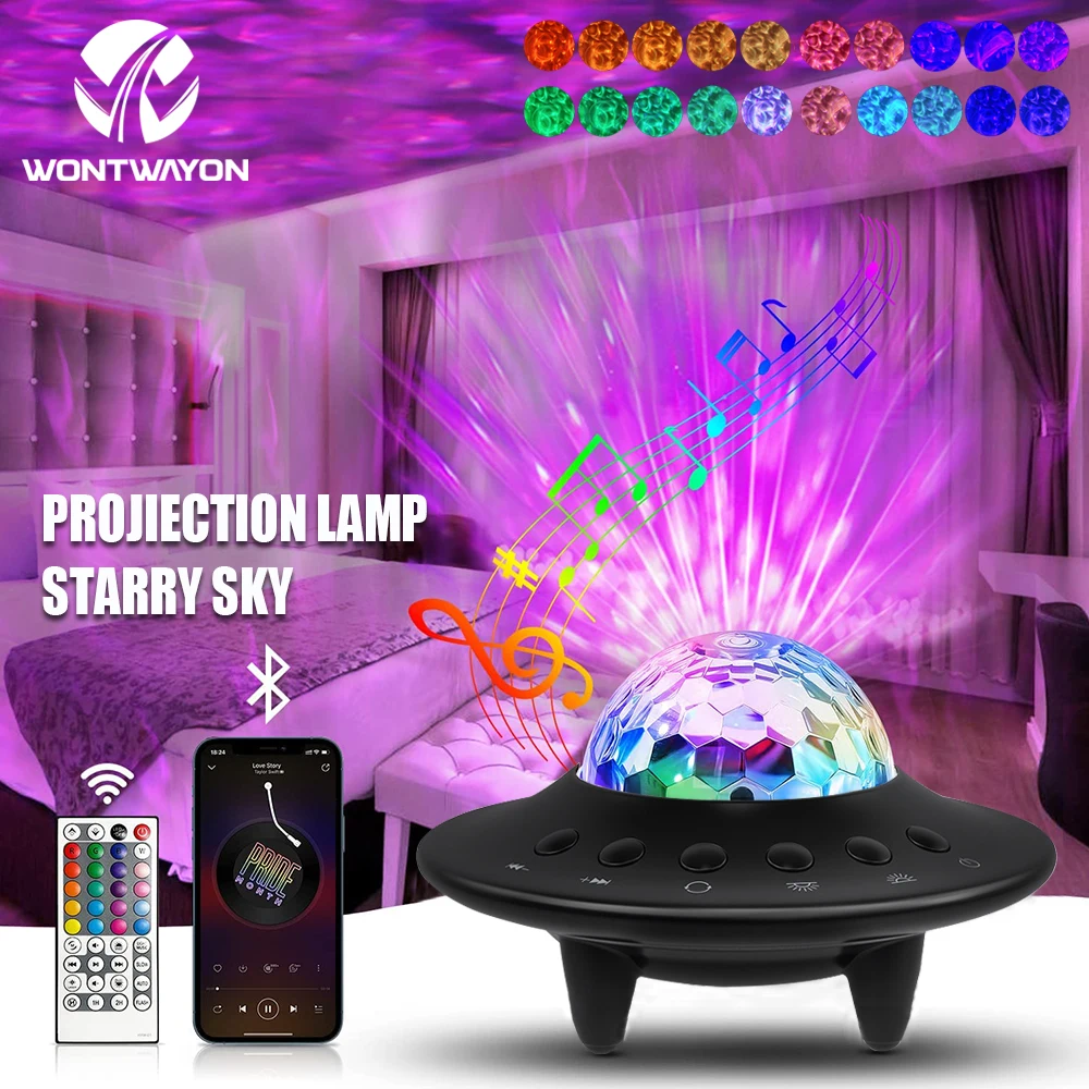 LED Night Light UFO Star Projector Children's Room 21 Colors Night Light Family Party Living Room Decoration Gift Ornament