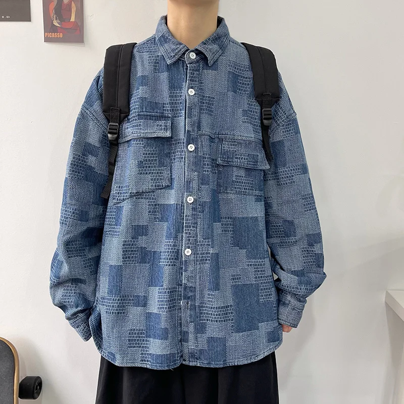 Рубашка в ковбойском стиле с контрастными карманами Свободная рабочая одежда