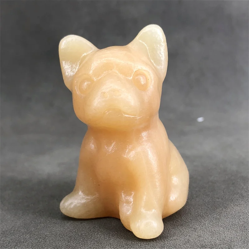 

5.8cm Natural Yellow Calcite Crystal French Bulldog Carving Polished Quartz Healing Stones Gemstones Home Decoration 1pcs