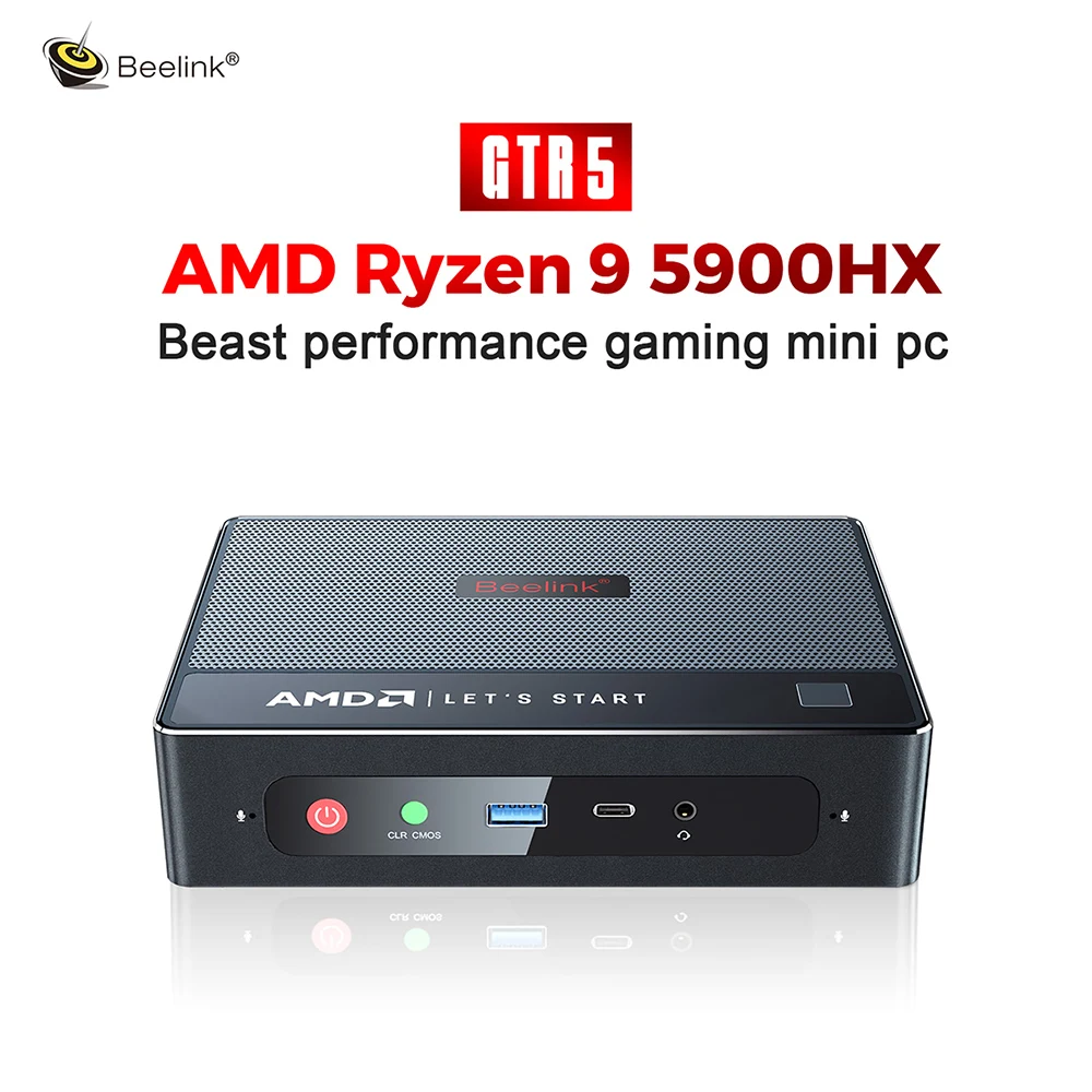 Beelink GTR5 R9 Wifi 6E AMD Ryzen 9 5900HX Windows 11 Pro мини ПК DDR4 4K двойной 2 4 Гбит/с RJ45 HDMI DP Type-C