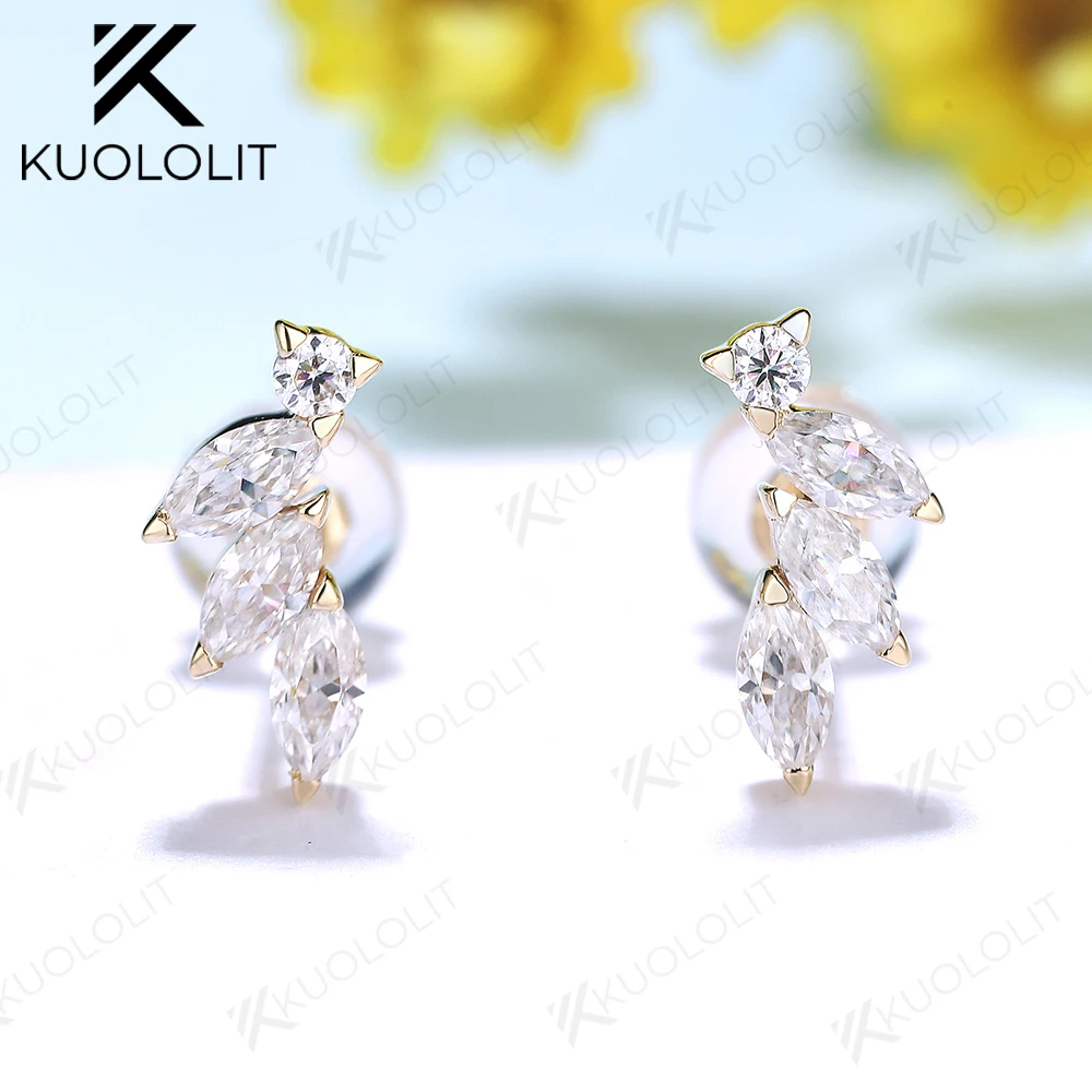 

Женские серьги-гвоздики с бриллиантами kuoloit 0.62CT, 18K, 14K, золотого цвета, ювелирные украшения для свадьбы, помолвки