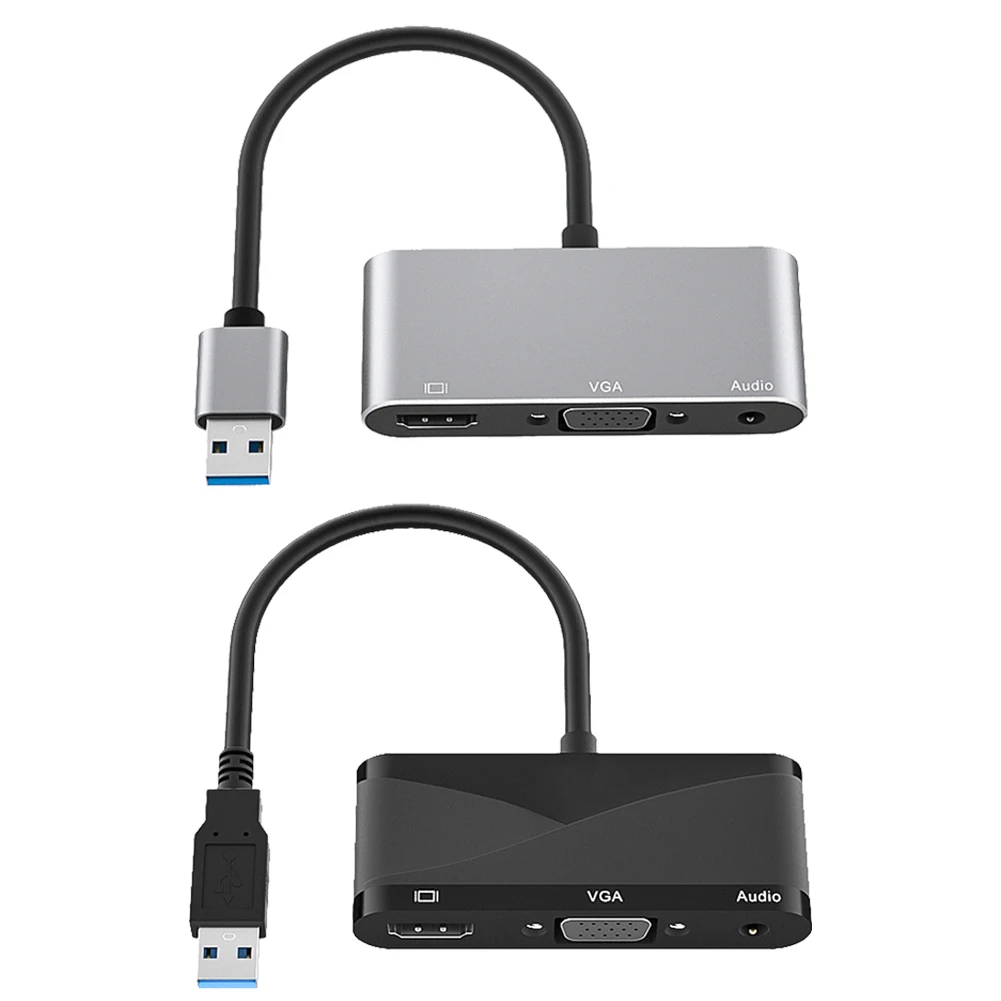 

USB 3.0 to HDMI-compatible VGA Adapter 1080P Multi-Display 3 in 1 USB to HDMI-compatible Converter for Windows 7/8/10 OS