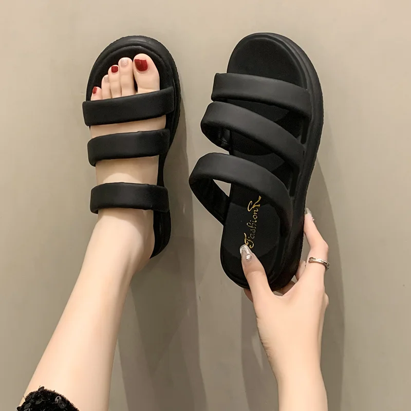 

Shoes for Women 2023 Quality One Pedal Women's Slippers Summer Simple Women's Shoes Solid Color Shoes Female Open Toe Slippers