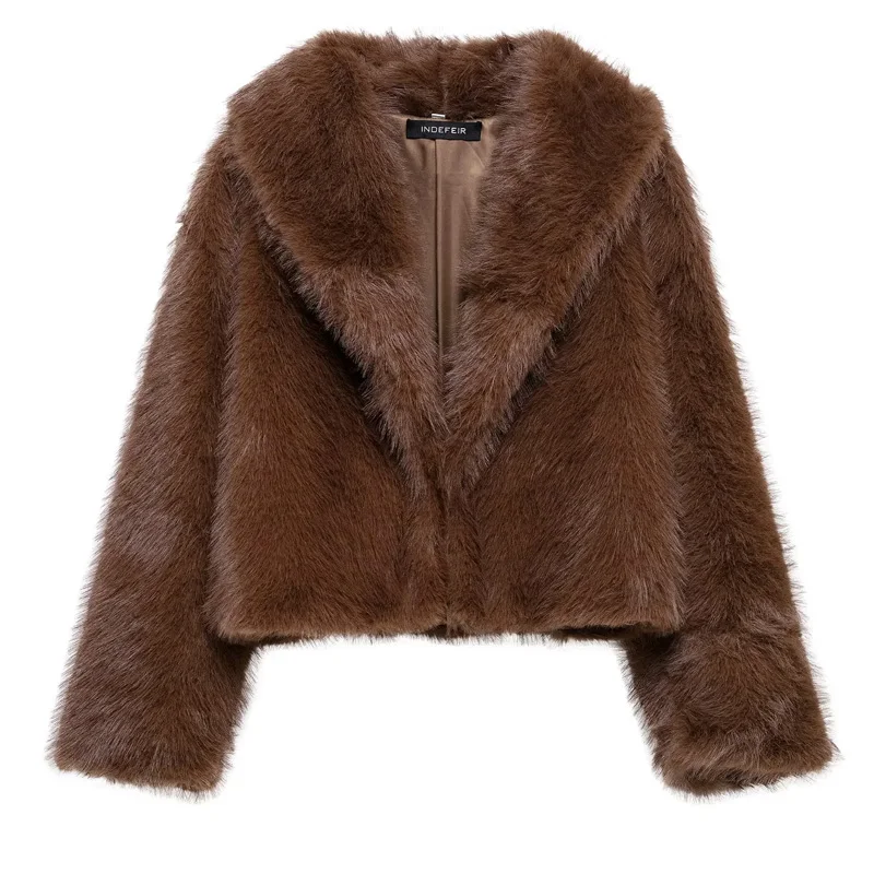 Женское пальто AzaleeKa из искусственного меха бордовое