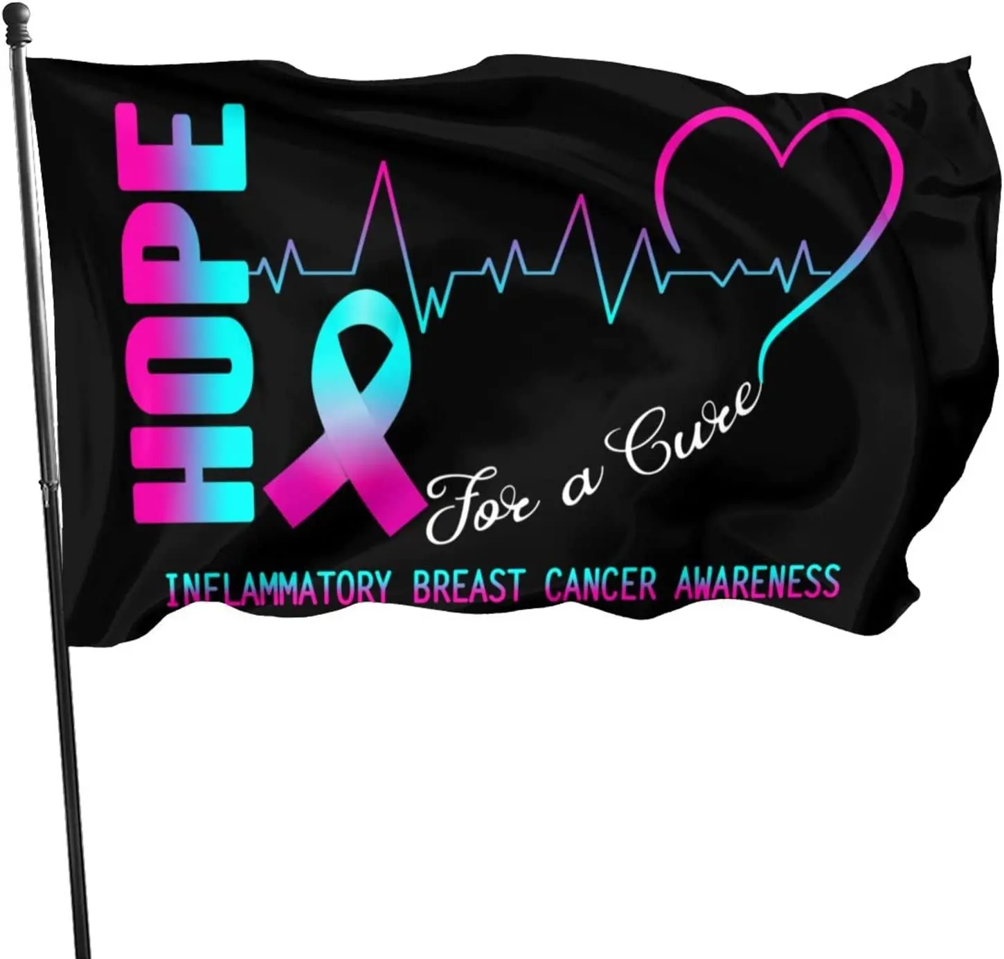 

Hope for a Cure inflammatory Breast Cancer Awareness Flag 3x5 FT Banner Outdoor Indoor Decor- Polyester 3by5 Flags
