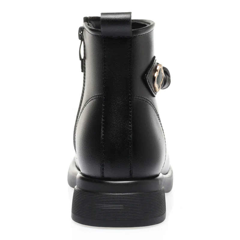 2023 New Zipper Women Snow Boots Non-slip  Genuine Leather Women Short Boots Large Size Casual Warm Mother Boots White