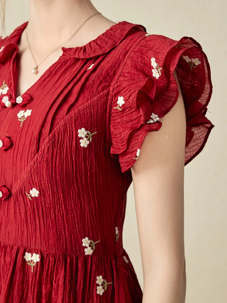 Женское ТРАПЕЦИЕВИДНОЕ ПЛАТЬЕ С заниженной талией V-образным вырезом и цветочным