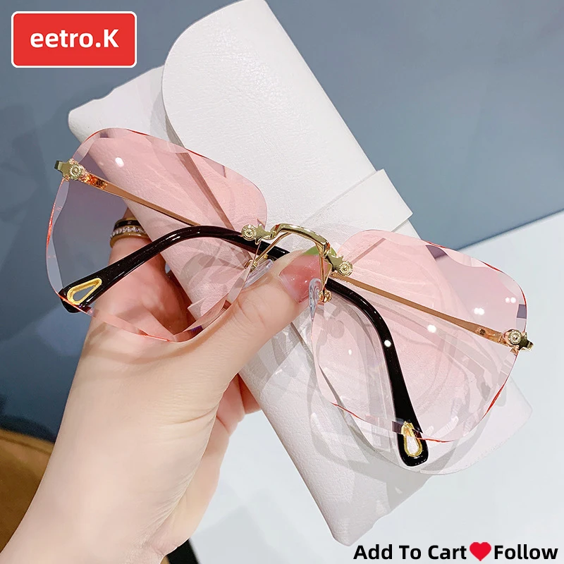 

Sunglasses Womens Famous Sunglases Frameless Rectangular Sun Glass Lady Irregular Eyeglasses Cool DiscolorationWholesale
