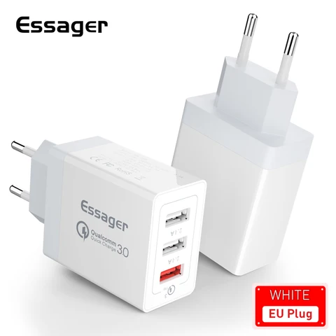 Зарядное устройство Essager USB Type-C, 30 Вт, быстрая зарядка 3,0 для iPhone 14, Samsung, Xiaomi, 3 порта
