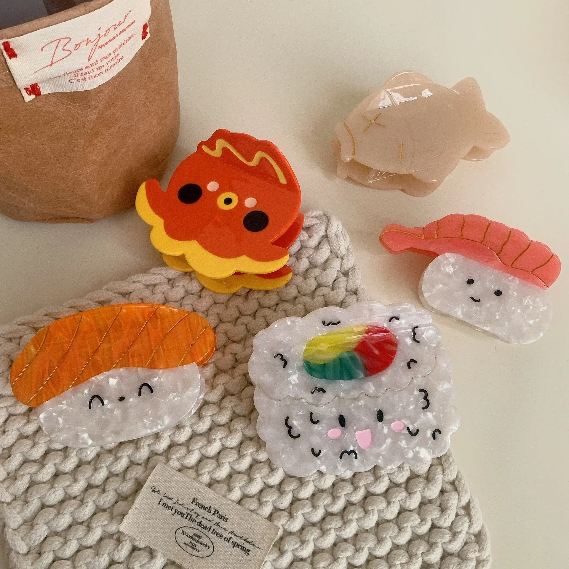 BYL новые заколки для волос в виде осьминога креветок суши ацетатный зажим когтей