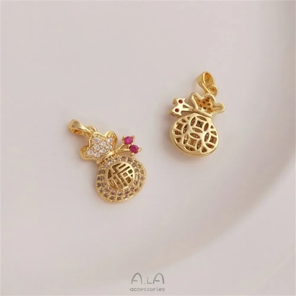 Медное покрытие из настоящего золота 14 карат с цирконом мешок для денег тыква